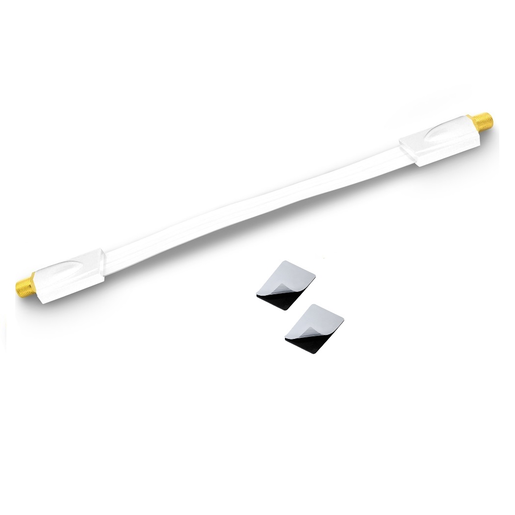 Fensterdurchfuhrung-weiss-slim ARLI Fensterdurchführung Ultraflach weiss vergoldet Fensterduchführung Flachkabel Flach Kabel Slim 20cm 26cm 30cm flexibel 2-fach Splitter Verteiler 2fach ohne Bohrung gute Schirmung Satellitenreceiver Schalter Verstärkung verstärker 3D Multischalter Teil
