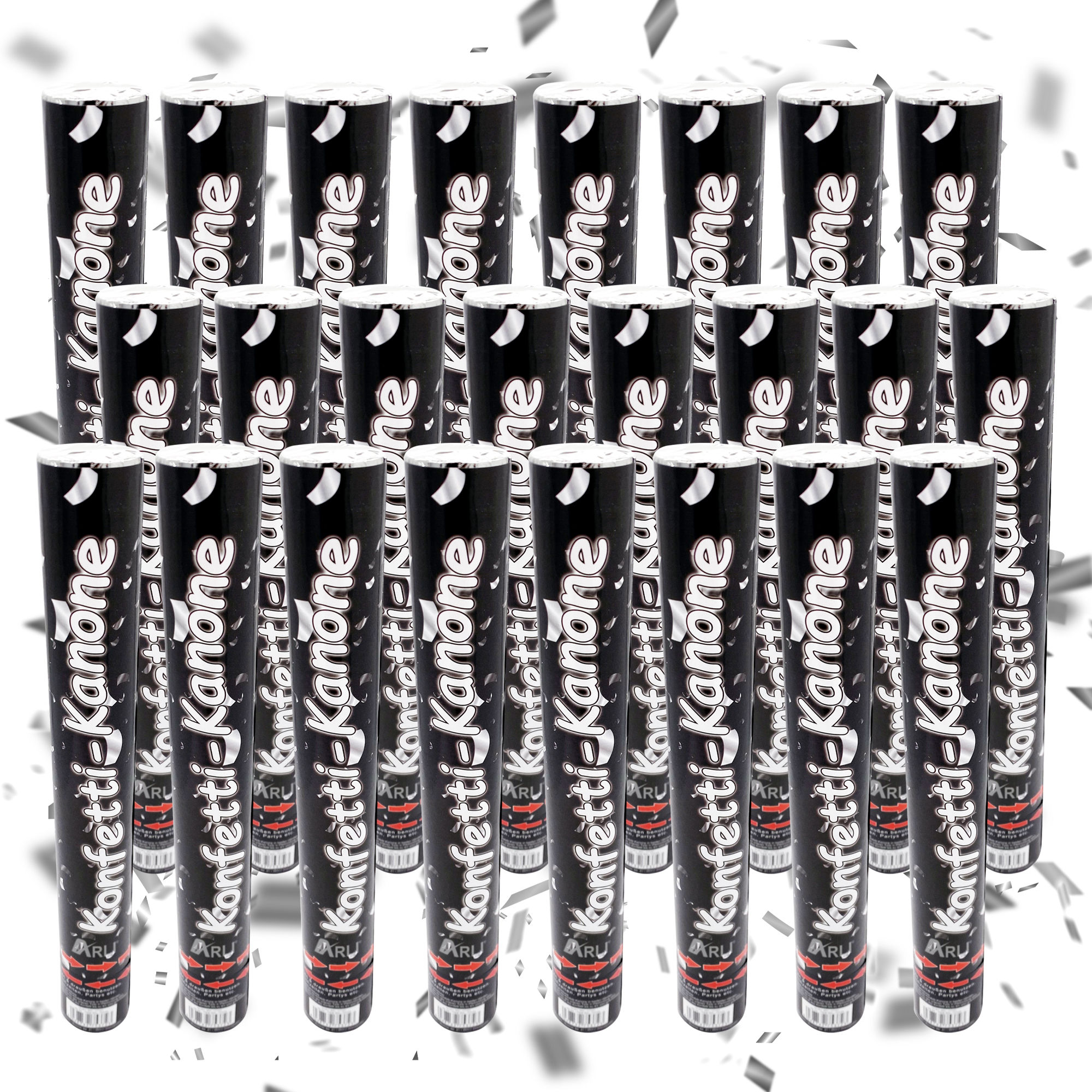 arli_partypopper_24x-Silber-Konfetti 24x Partypopper 38cm Silber – XL Konfetti Kanone ohne Pyrotechnik für Hochzeit Geburtstag Party