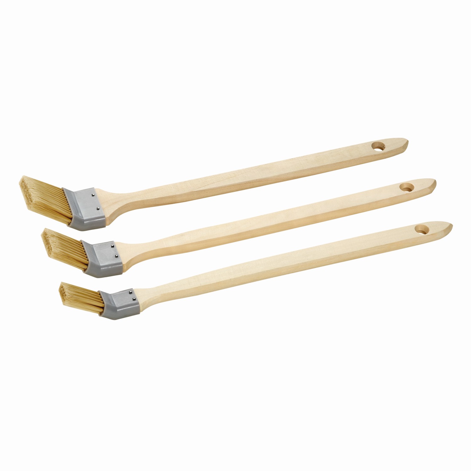 Eckenpinsel Set 3 teilig Heizkörperpinsel Pinselset mit 25 mm 35 mm 50 mm Breite für schwer zugängliche Stellen mit langem Holzgriff