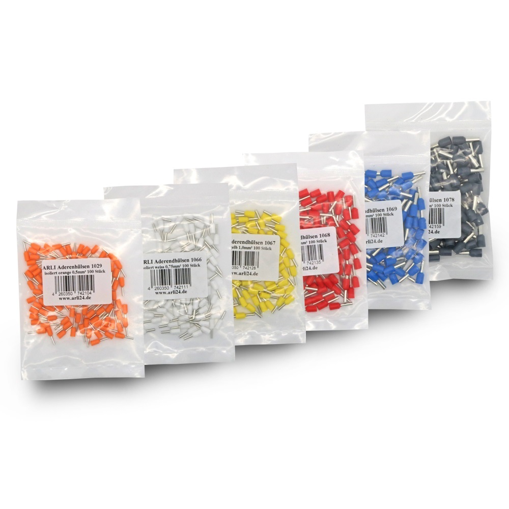 arli aderenhülsen isoliert aderendhülse set 600 0,5 - 4 mm crimpzange handcrimpzange  kabelschuhe abisolierzange crimp zange klemmen quetverbinder quetschverbinder verbinder schaltschrank werkzeug presszange sortiment