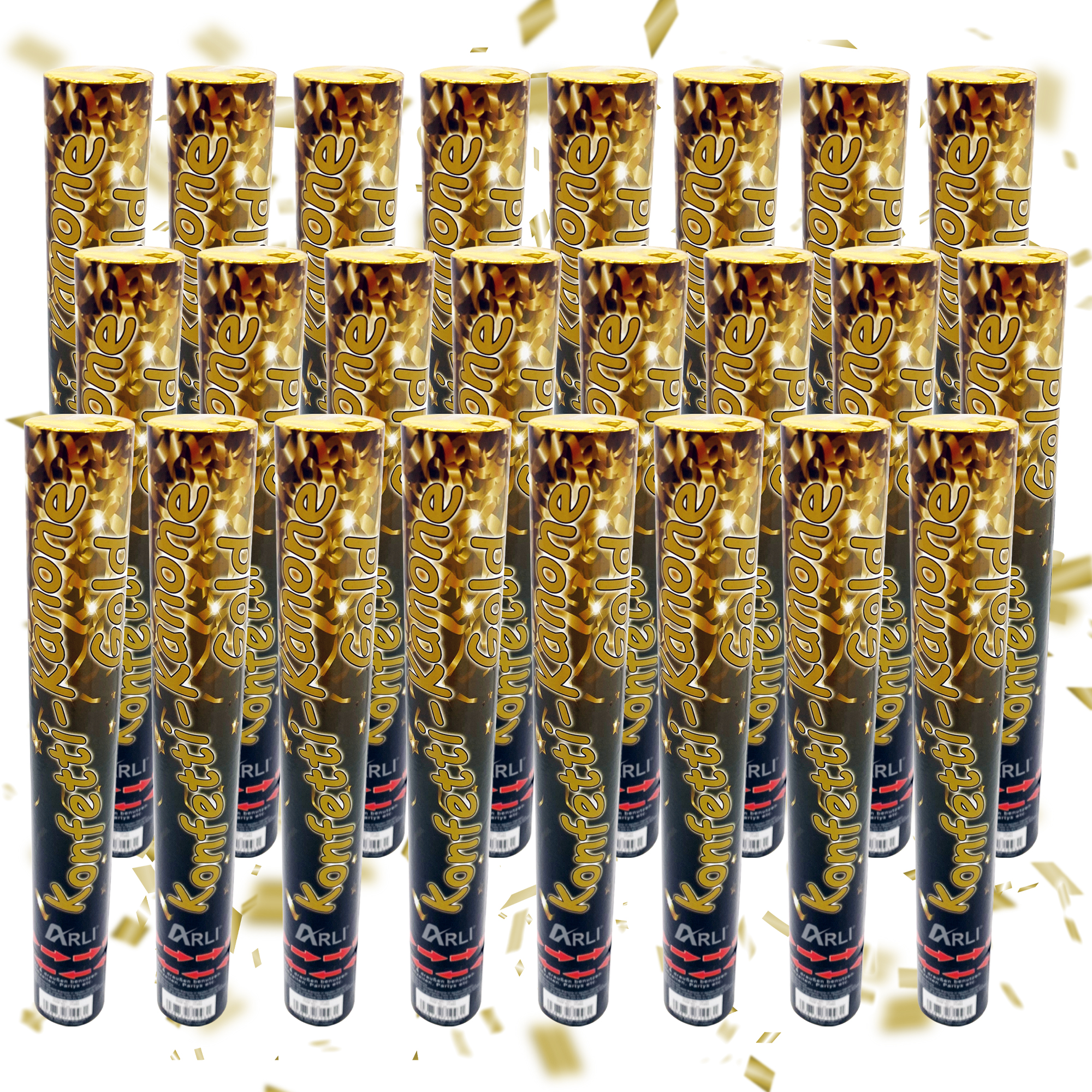arli_partypopper_24x-gold-Konfetti 24x Partypopper 38cm Gold – XL Konfetti Kanone ohne Pyrotechnik für Hochzeit Geburtstag Party