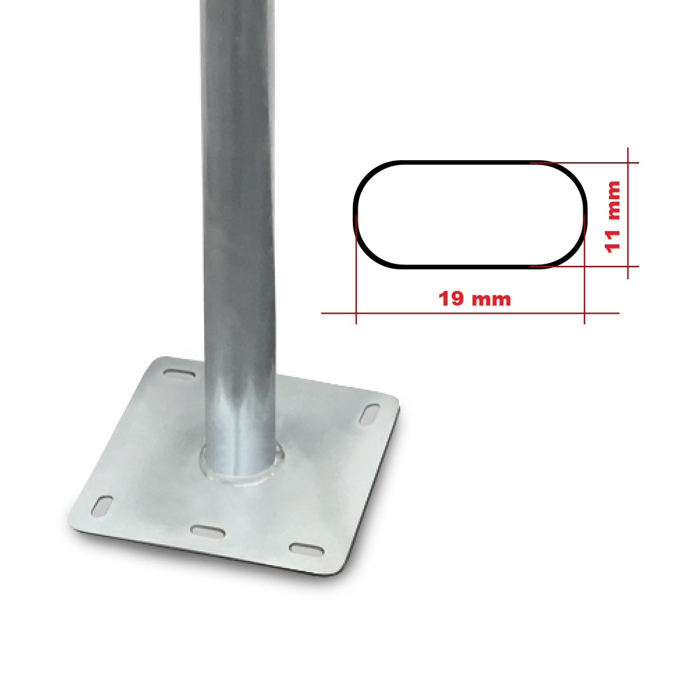 Mastfuss-1m-details arli mastfuß mast standfuss 1m mastfuss stahl balkonbodenhalter balkonhalten bodenhalter sat antenne spiegel flachdach schüssel halter terrase boden schrauben dübel set bodenplatte satellitenschüssel camping standfuß verzinkt