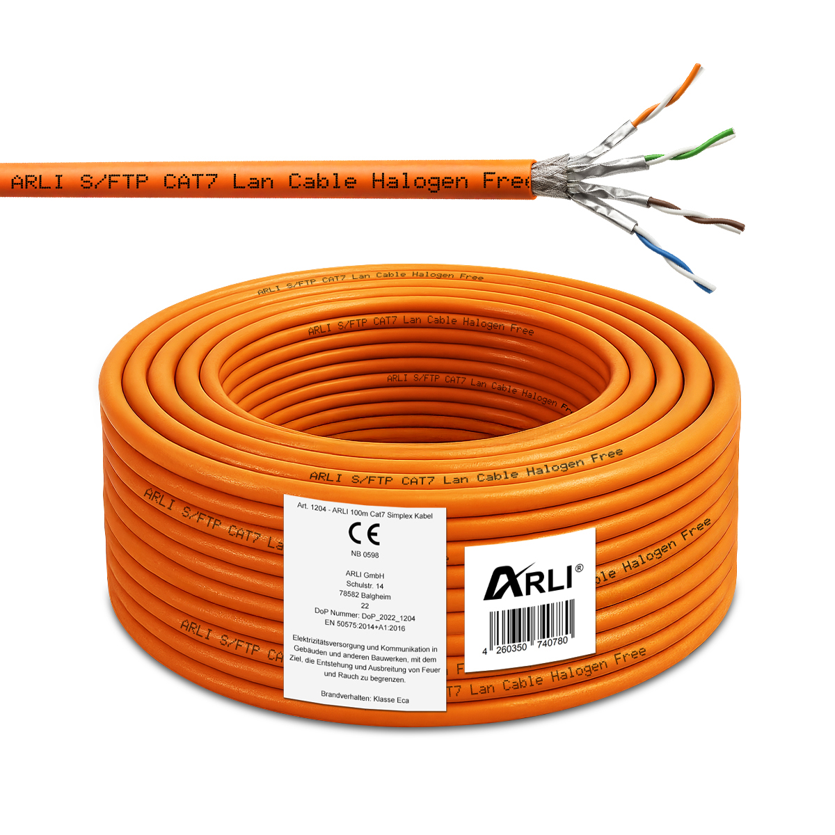 ARLI Cat7 100m Verlegekabel S/FTP PIMF Halogenfrei Netzwerkkabel ARLI Cat7 100m Verlegekabel S/FTP PIMF Halogenfrei Netzwerkkabel