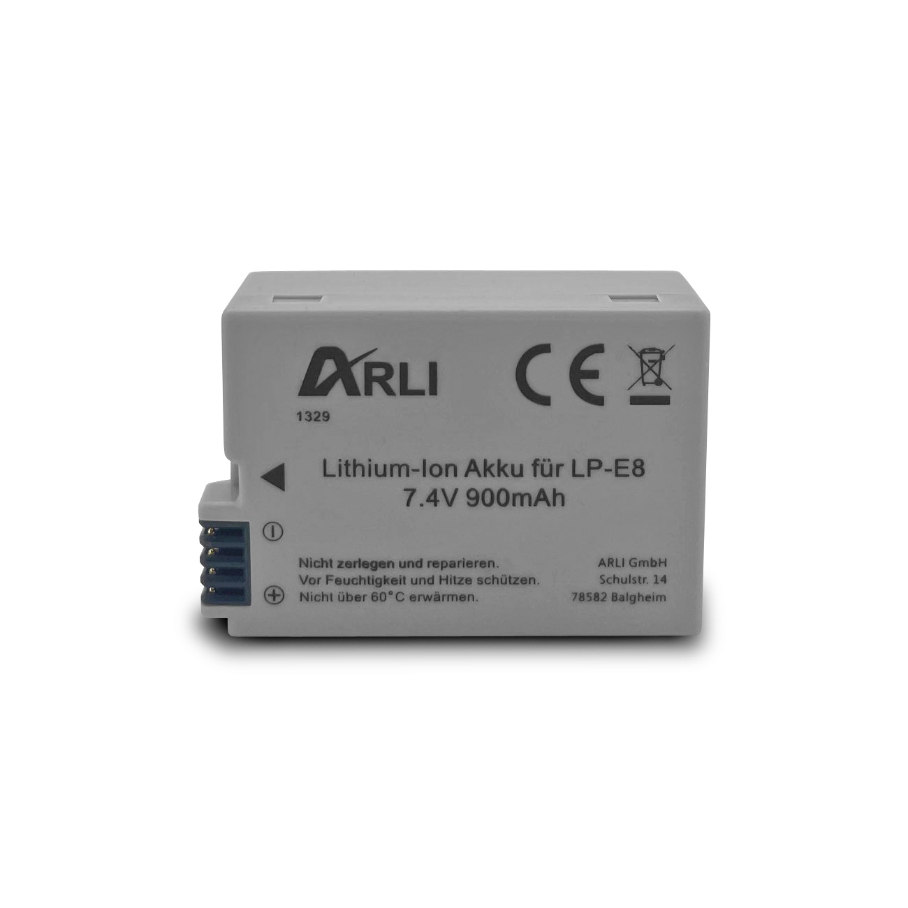 arli-lp-e8-1329-4 ARLI Akku für Canon LP-E8 / LP-E8+ EOS 550D 600D 650D 700D LPE8