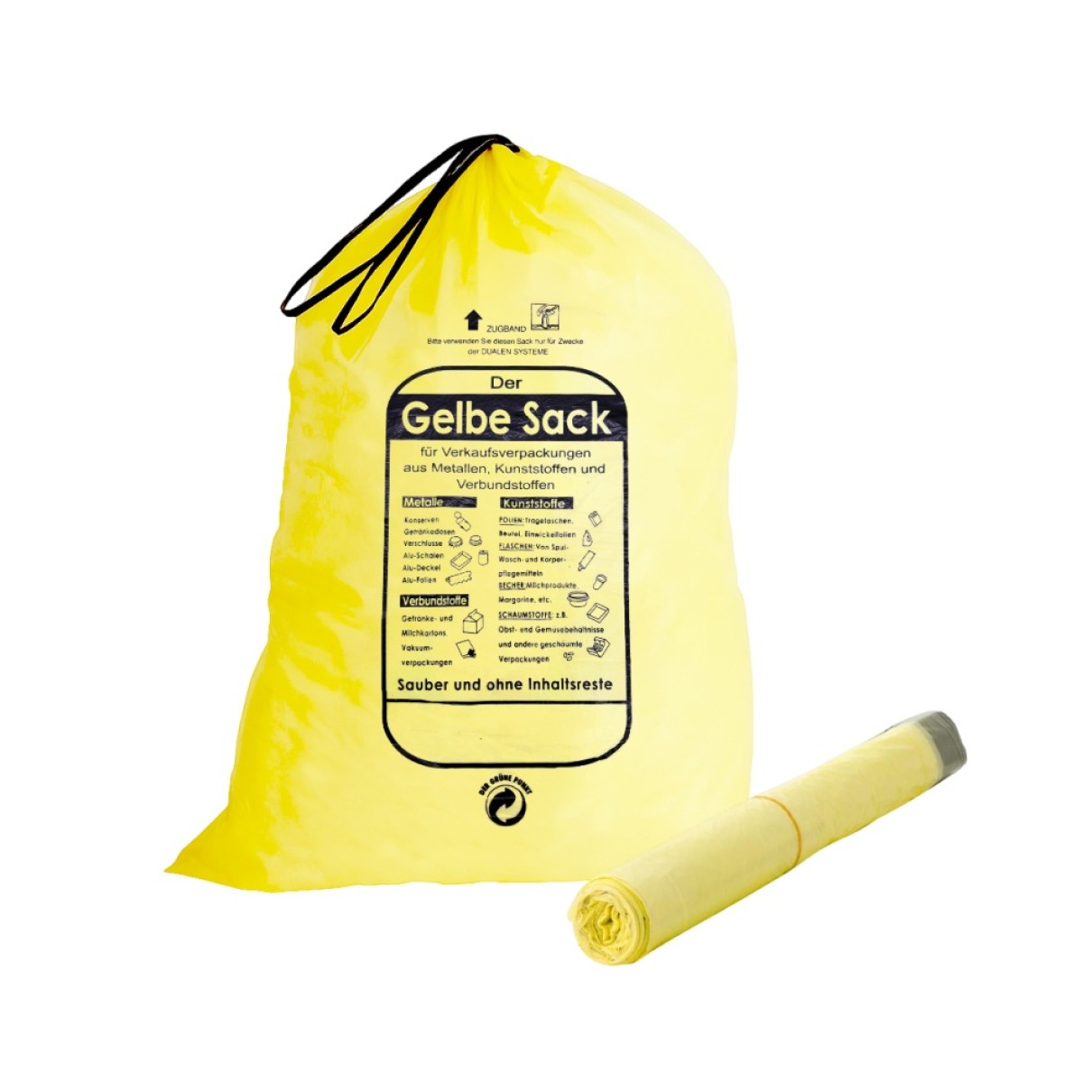 ARLI 13x Der Gelbe Sack 90L mit Zugband HDPE gelbe Müllsäcke Müllbeutel
