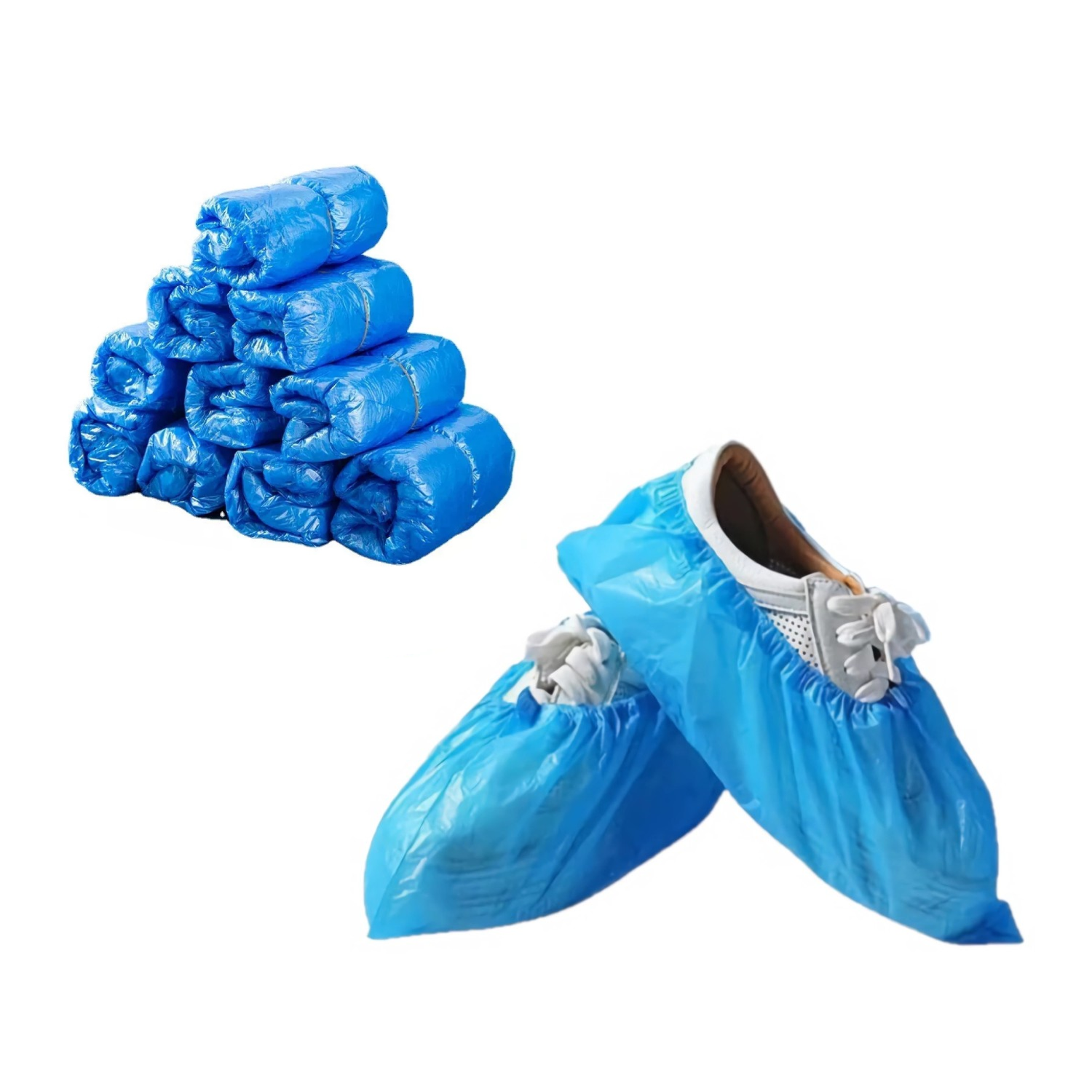 100x Schuhüberzieher Überziehschuhe blau Einheitsgröße Einweg Schuhüberzieher gehämmert mit Gummizug