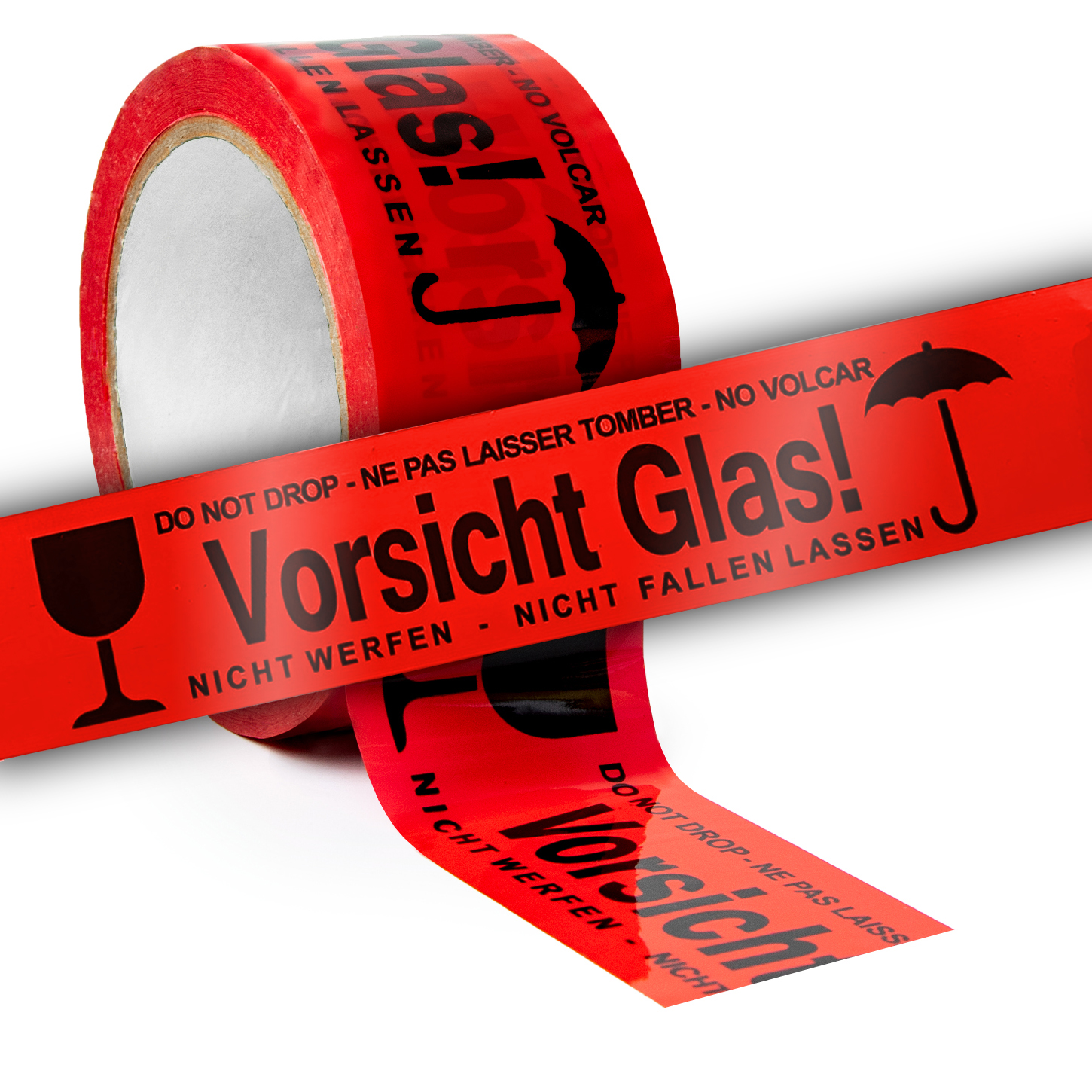 arli-vorsicht-glas-klebeband-3 ARLI Klebeband " Vorsicht Glas " PP 48 mm x 66 m rot Packband Paketband Paket Band