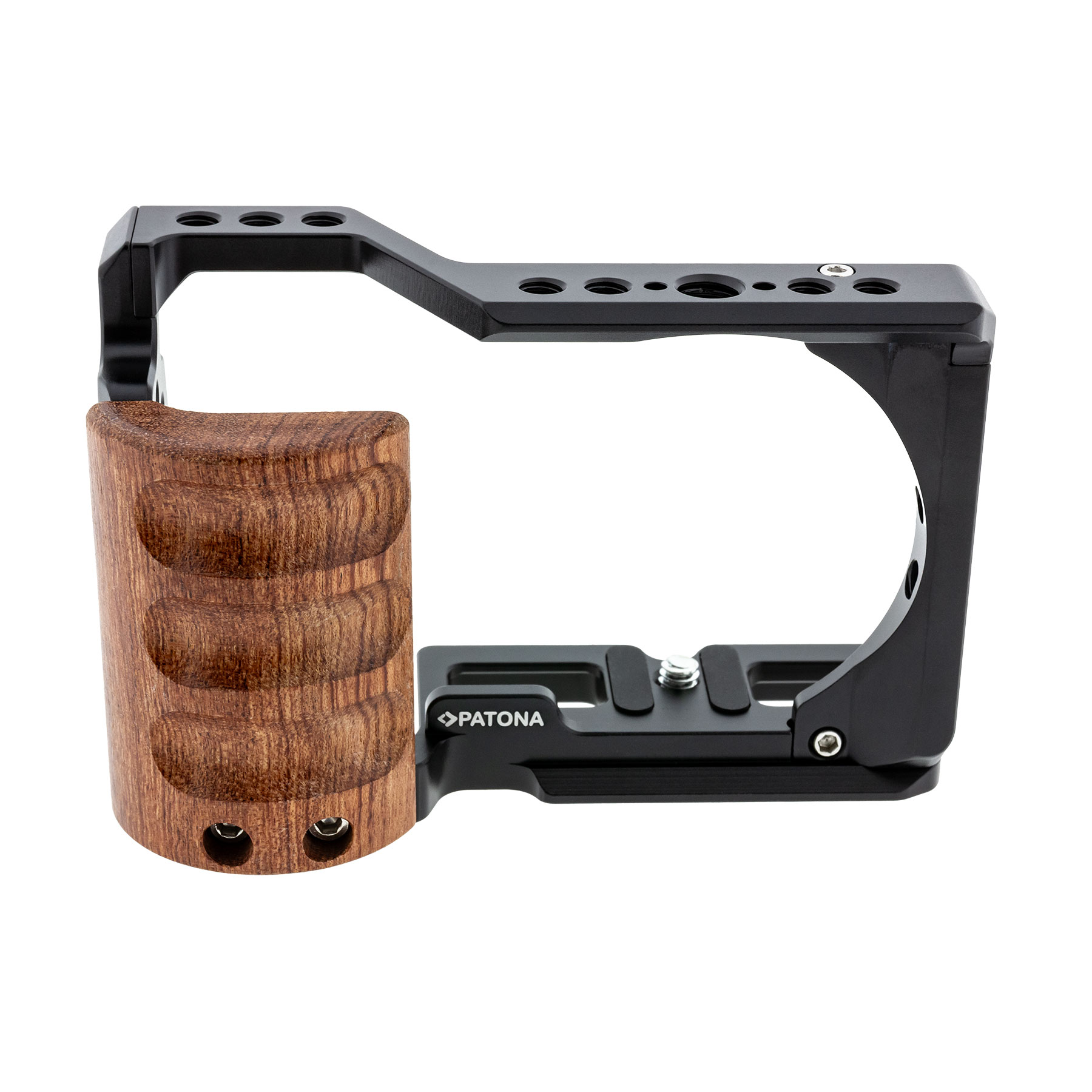 1451-2OdCAzGHqgNflh Premium Kamera Cage für Sony ZVE-10 ZVE 10 Aluminium Käfig Gehäuse mit Handauflage aus Holz
