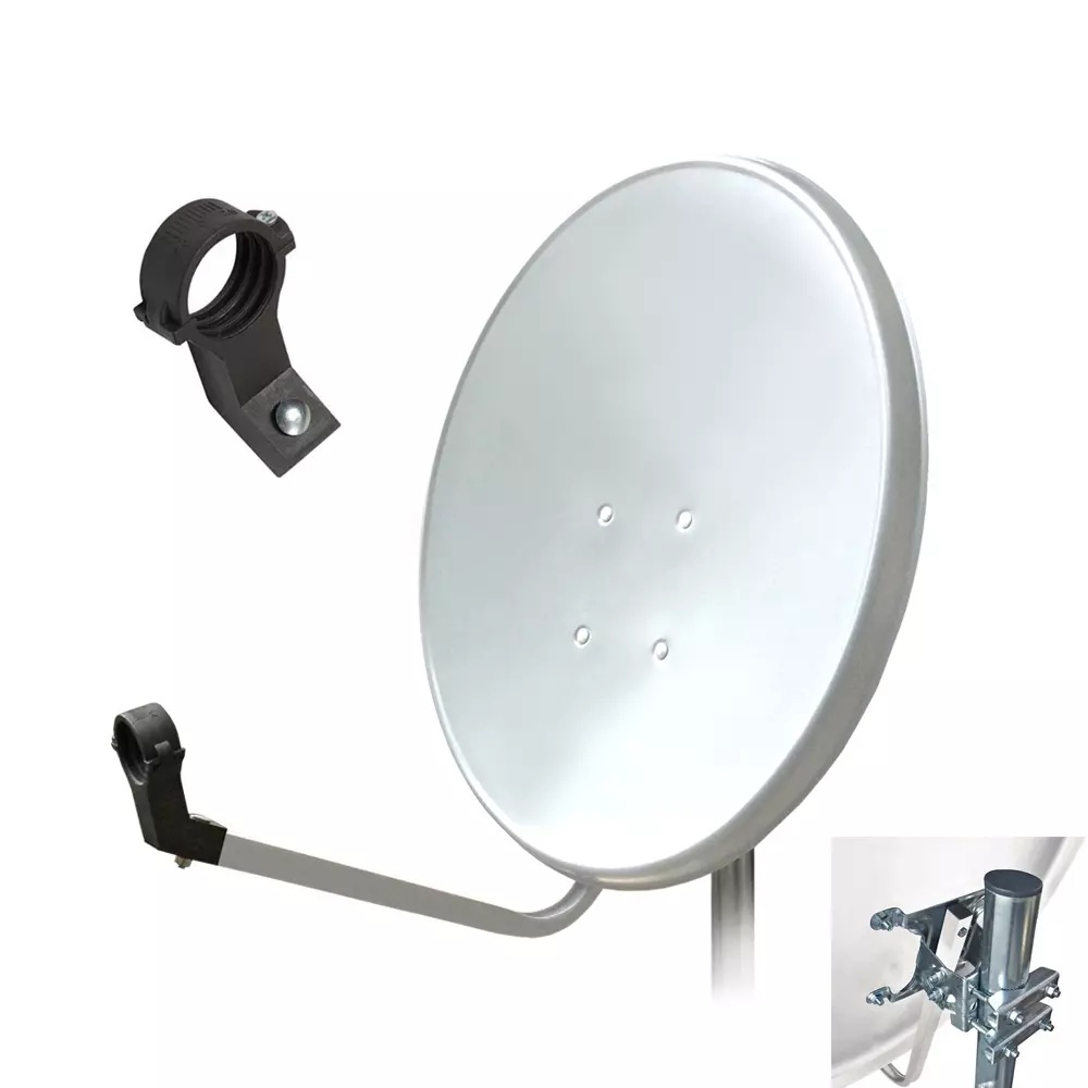 ARLI 60 cm Sat Antenne Stahl – Satellitenschüssel Offset Spiegel Lichtgrau / Weiss