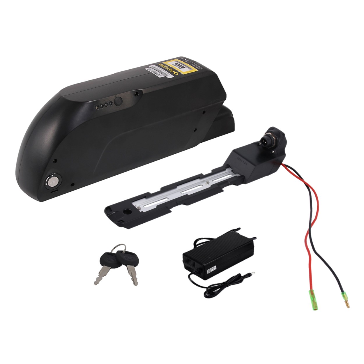 patona-tube-9879P E-Bike Akku 48V 14500mAh Down Tube Fahrradakku inkl. Ladegerät Netzteil Halterung Schloss