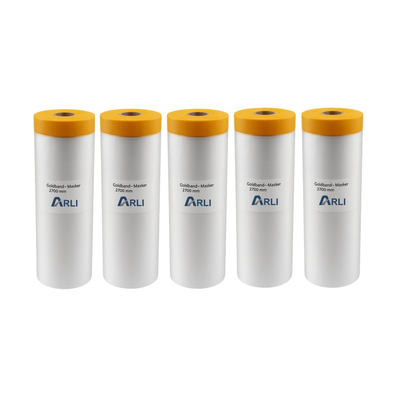5x Goldband Masker 2700 mm x 16 m Abdeckfolie mit Klebeband Malerfolie Transparent Baufolie Tape
