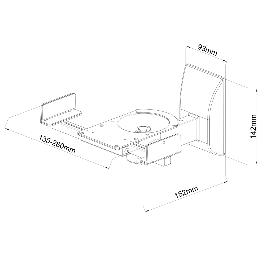 arli mywall lautsprcher wandhalterung boxenhalterung lautsprecherhalter boxen box wand halter halterung 2 x set pack universal Träger neigbar schwenkbar drehbar speaker einstellbar ohne werkzeug wandhalter schwarz wandmontage