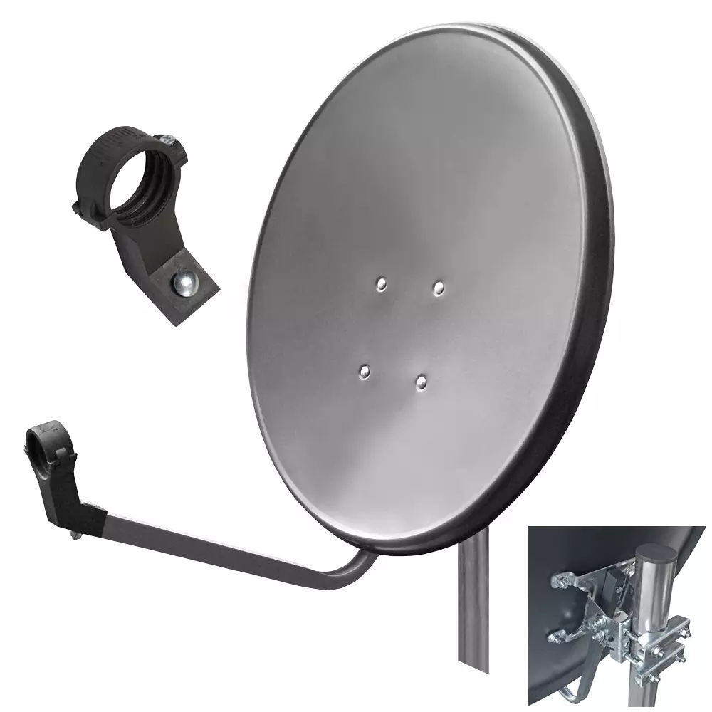 ARLI 60 cm Sat Antenne Stahl – Satellitenschüssel Offset Spiegel Grau / Anthrazit