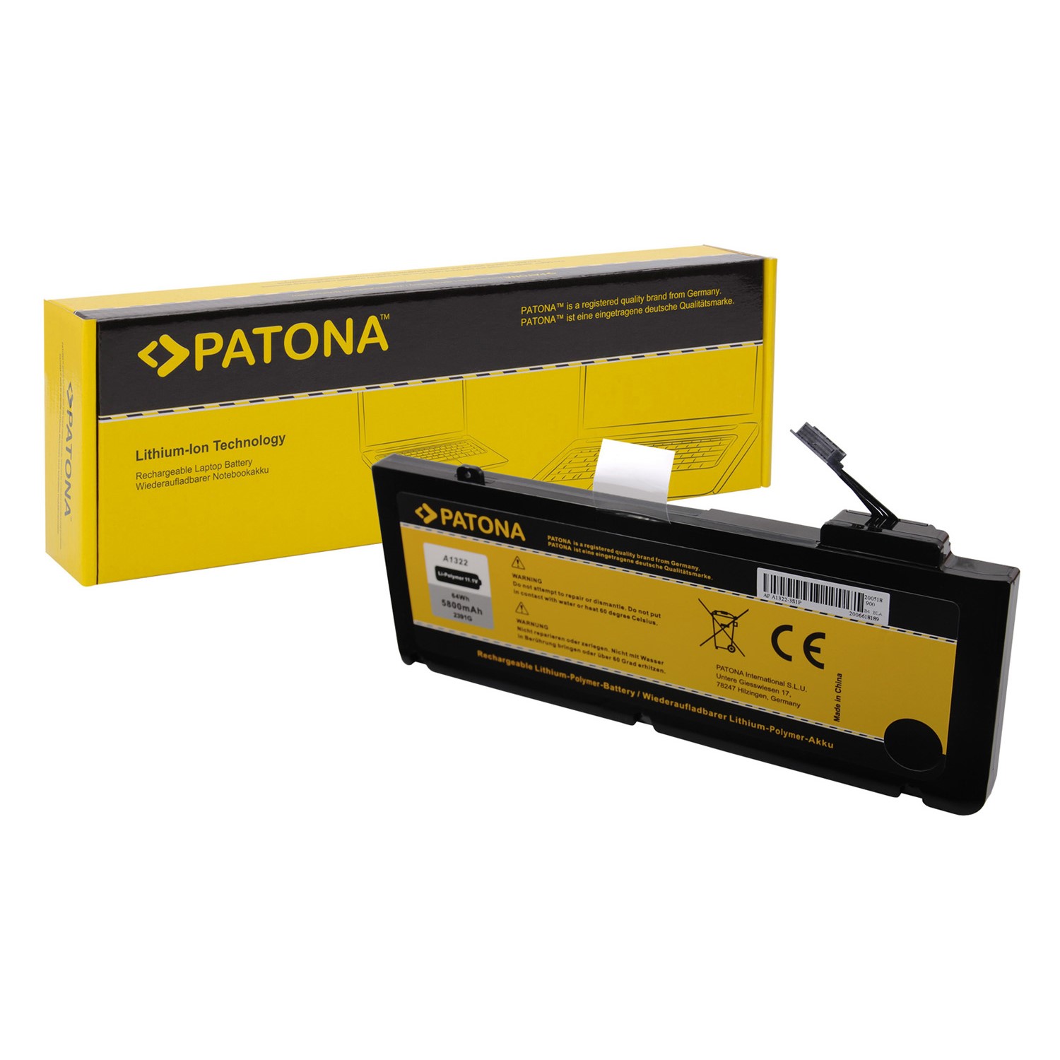 2391-1 PATONA Akku für Apple Macbook A1322 Mac Book Pro 13" A1278 13 zoll batterie Battery 020-6547-A 020-6765-A 661-5229 661-5391 661-5557 MB990LL/A MB991LL/A Unibody 2009 version 4400 mAh ersatzakku ersatz kompatibel