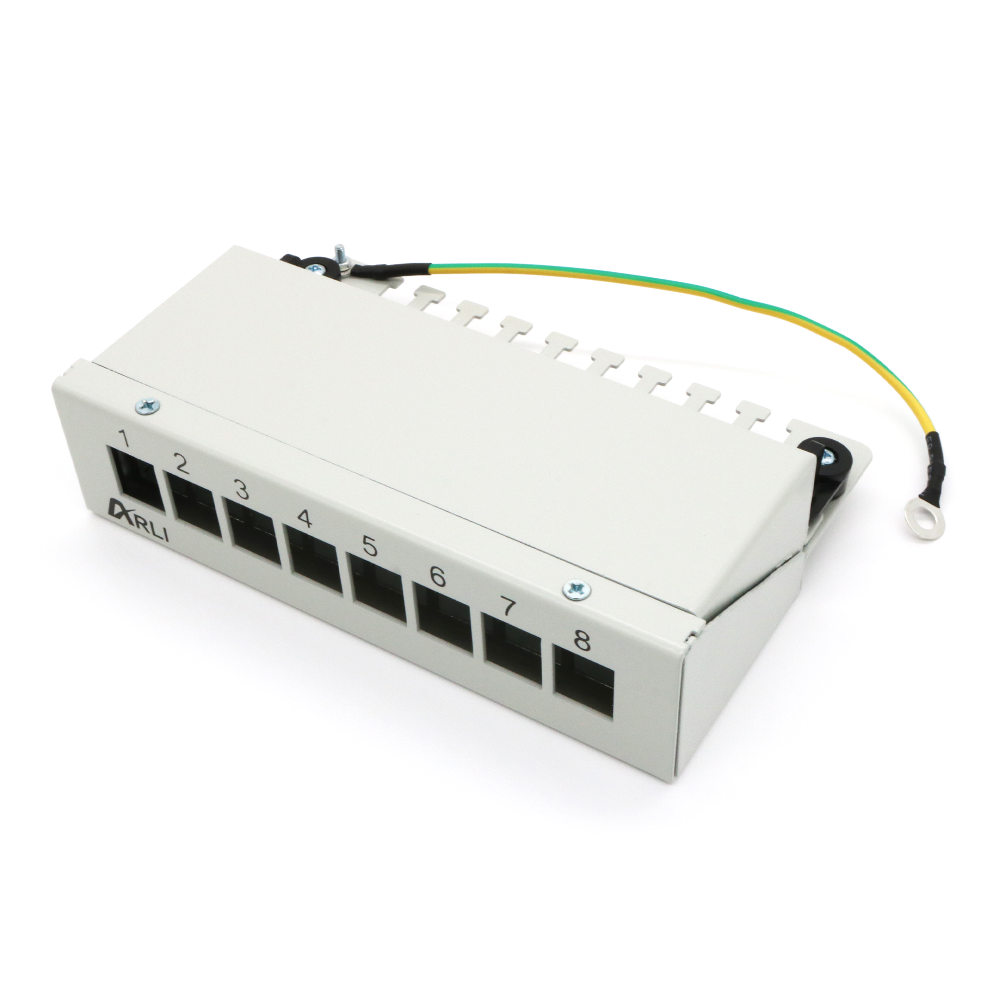 1359_patchpanel_8_port_arli_01 ARLI Patchpanel für Keystone Module – 8-Port Patchfeld Gehäuse lichtgrau