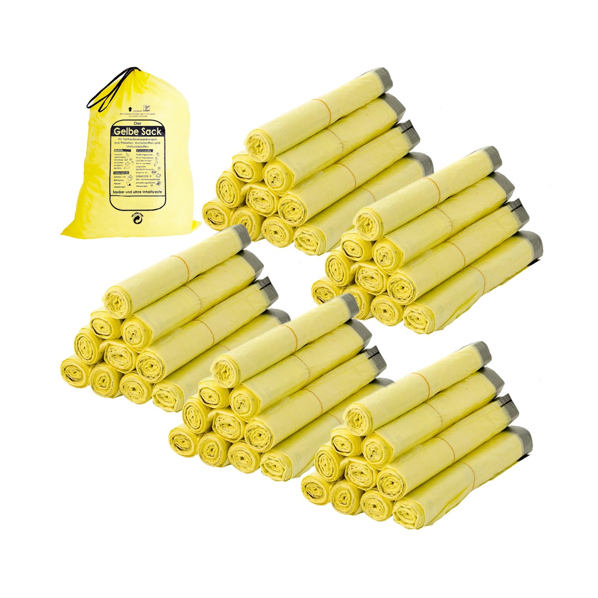 650x Der Gelbe Sack 90L mit Zugband HDPE Müllbeutel gelbe Müllsäcke ( 50 Rollen je 13 Stück )