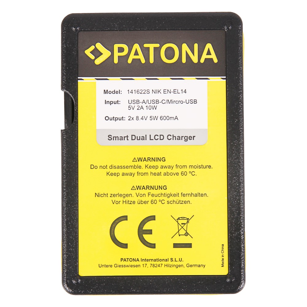 arli patona 2x Premium Akku für Nikon EN-EL14 decoded Coolpix Spiegelreflex Smart Dual LCD USB Ladegerät EN-EL14 spigelreflex D3100 D3200 D5100 D5200 D5300 D3400 D5500 D5600 coolpix P7000 P7100 P7700 P7800 1100 mAh 100% kompatibel originalen