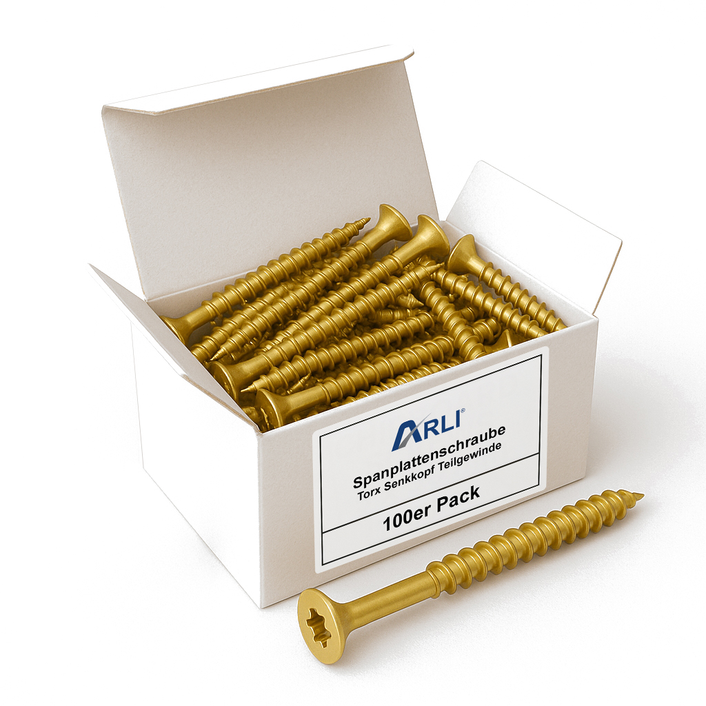 ARLI 100x 4x60 mm Spanplattenschrauben Torx TX20 Senkkopf Teilgewinde Stahl gelb verzinkt ARLI 100x 4x60 mm Spanplattenschrauben Torx TX20 Senkkopf Teilgewinde Stahl gelb verzinkt