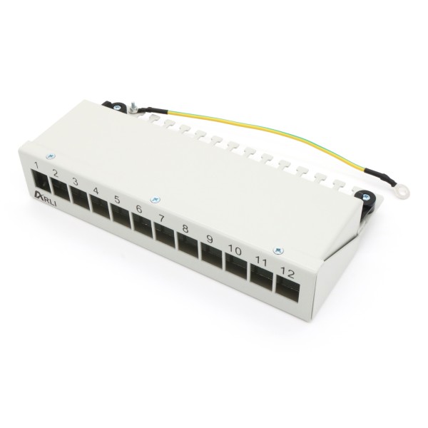 ARLI Patchpanel für Keystone Module – 12-Port Patchfeld Gehäuse lichtgrau