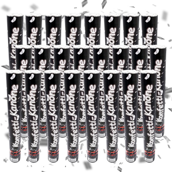 24x Party Popper 38cm Silver – XL Confetti Cannon without Pyrotechnics for Weddings, Birthdays &amp; Parties