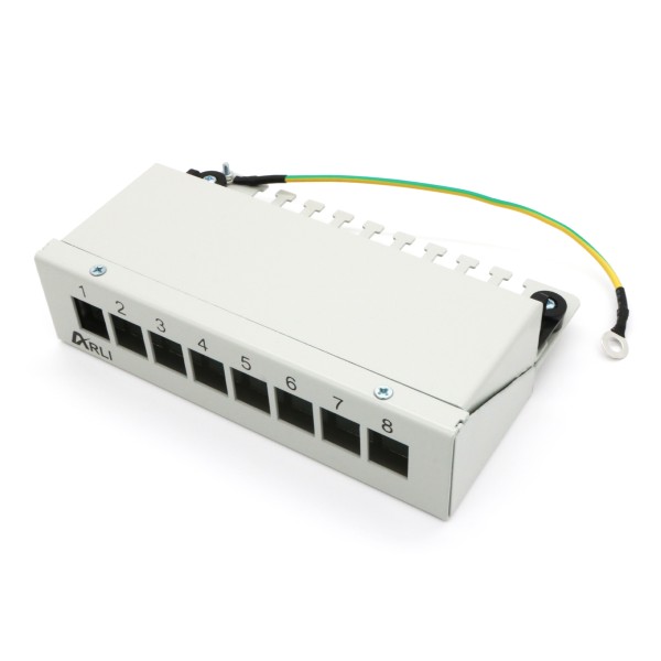 ARLI Patchpanel für Keystone Module – 8-Port Patchfeld Gehäuse lichtgrau